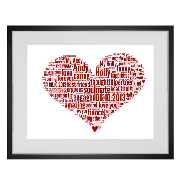 Personalised Love Heart Word Art Design