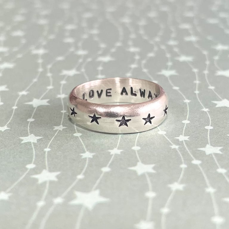 Wide Star Sterling Silver Ring 