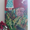 Original painting the blackbird and the pink chair 