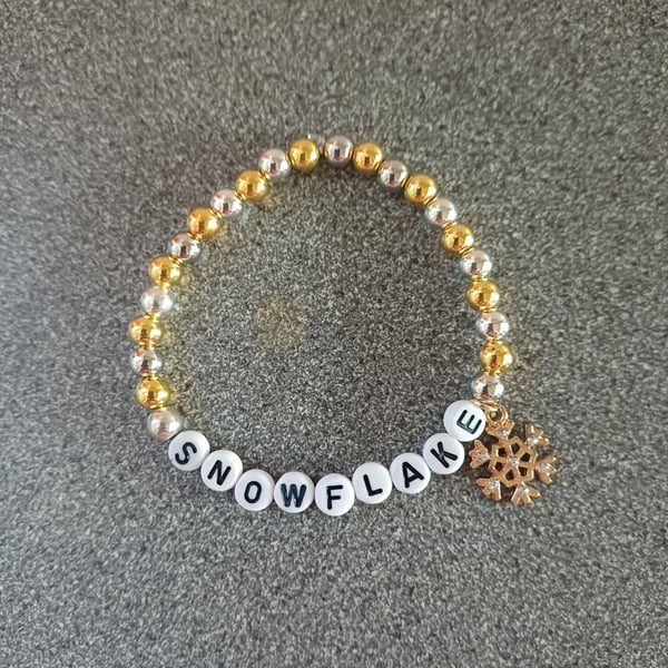 Snowflake charm bracelet, Christmas charm bracelet, bracelet, snowflake bracelet
