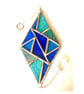 Stained Glass Diamond Suncatcher Handmade Teal Blue Triangles  - Image 5