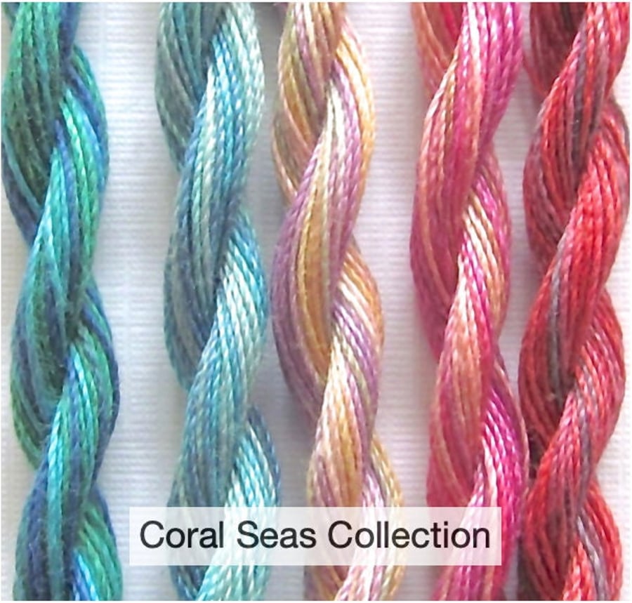 Variegated Embroidery Thread Fine Perle 16 - Coral Seas