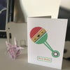 "Rainbow Rattle' new baby card