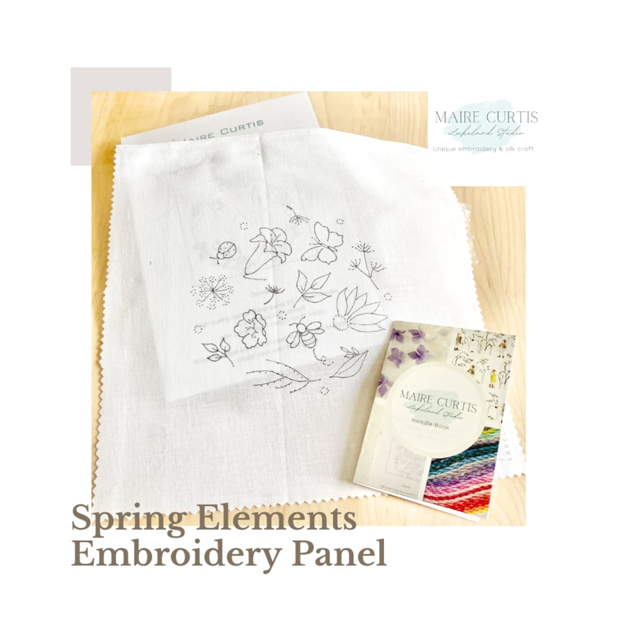 Random Spring Elements Embroidery Panel