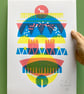 Magic Donkey No.17 A3 three-colour screen-print - Image 2
