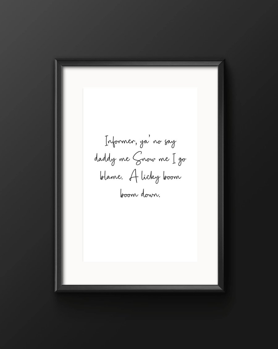 Informer - Snow - music print - minimalist