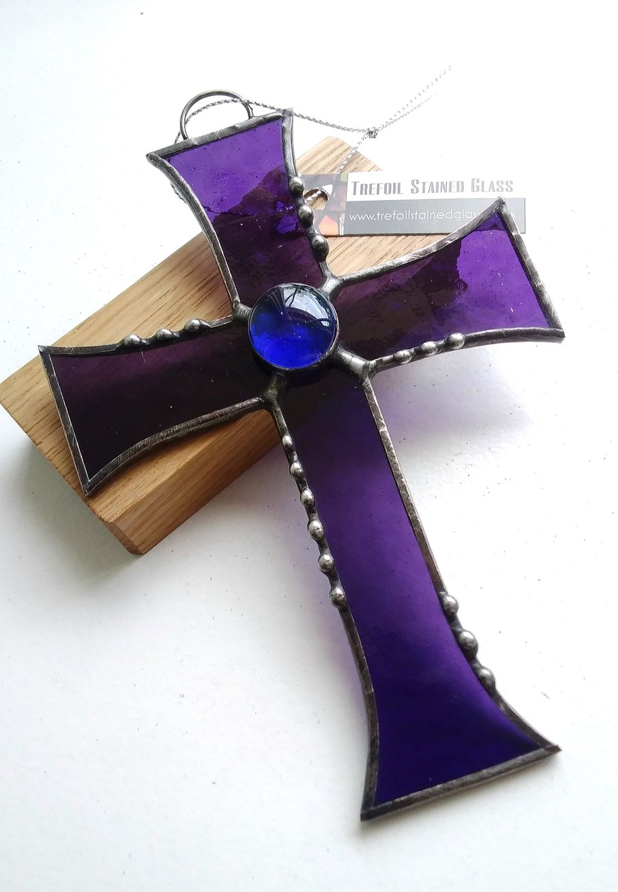 Stained Glass Byzantine Cross - Purple