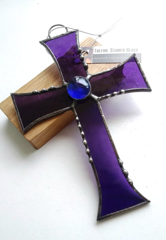 Stained Glass Byzantine Cross - Purple