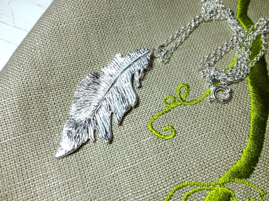 Feather Pendant Cast in Sterling Silver