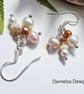 Huggie Cluster Pearls & Ethiopian Wello Opal Sterling Silver Earrings  - Image 3