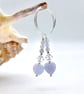 Blue Lace Agate Heart Earrings With Swarovski Crystal, Birthday Gifts For Her - Image 2