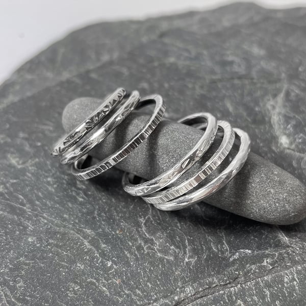 Sterling silver ring, stacking ring with choice of texture and finish