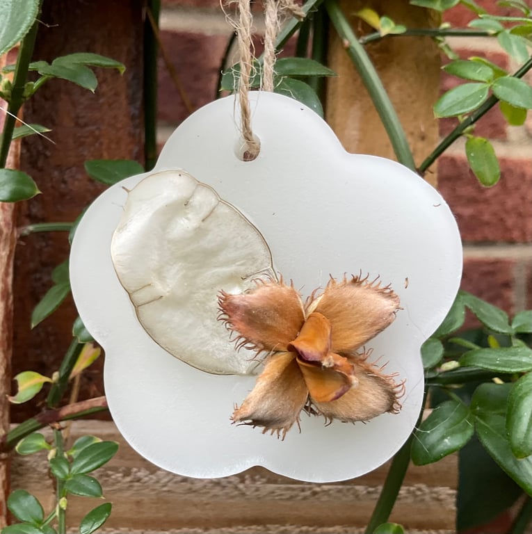 Beeswax hanging decoration with dried flowers - letterbox gift