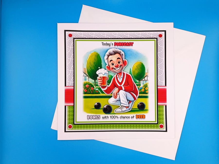 Funny Bowling Birthay Card For Him, Large, Decoupage 