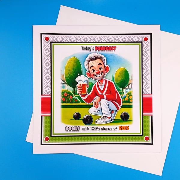 Funny Bowling Birthay Card For Him, Large, Decoupage 