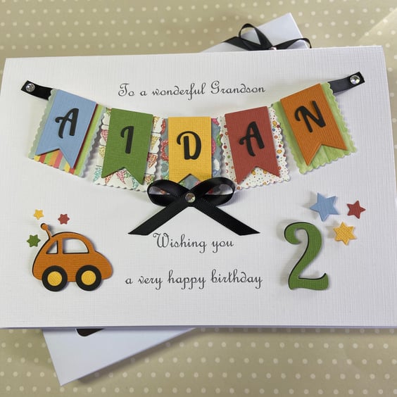 Personalised Handmade Grandson Birthday Card 1st 2nd Any Age Son Boxed Keepsake
