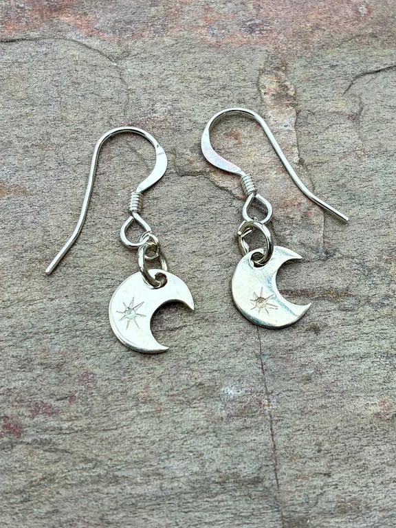 Elegant Crescent Moon Sterling Silver Earrings