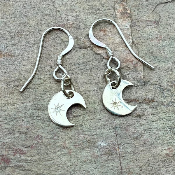 Elegant Crescent Moon Sterling Silver Earrings