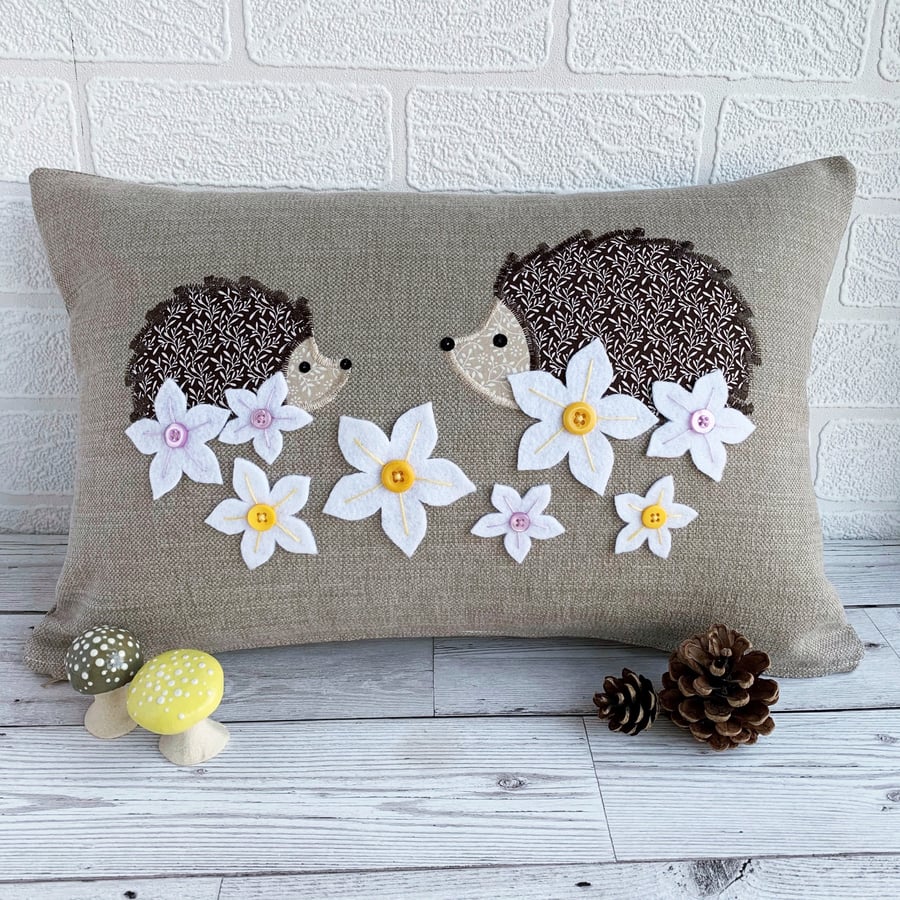 Spring Hedgehogs Cushion