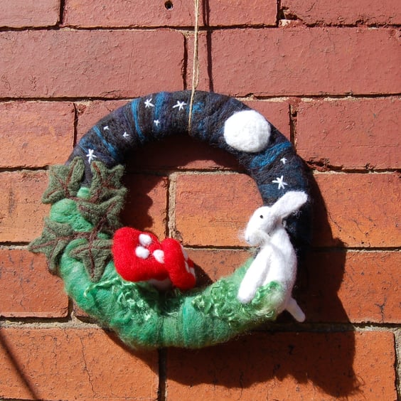 Nursery wall hanging - Moonlit hare scene