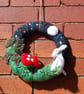 Nursery wall hanging - Moonlit hare scene - Wreath - Image 1