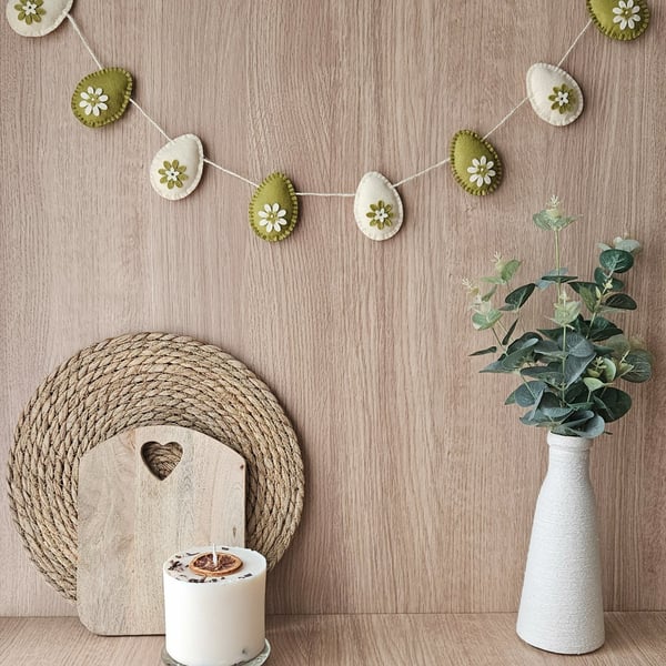 Sage and Cream Egg Garland
