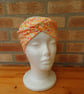 Head band orange pink floral viscose jersey turban style twist front hair band - Image 1