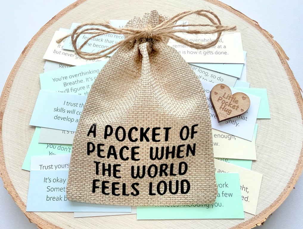 Anxiety Relief Quotes Keepsake Bag, 31 Comfort Cards for Overthinking Support