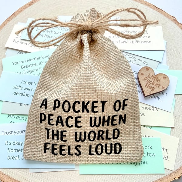Anxiety Relief Quotes Keepsake Bag, 31 Comfort Cards for Overthinking Support