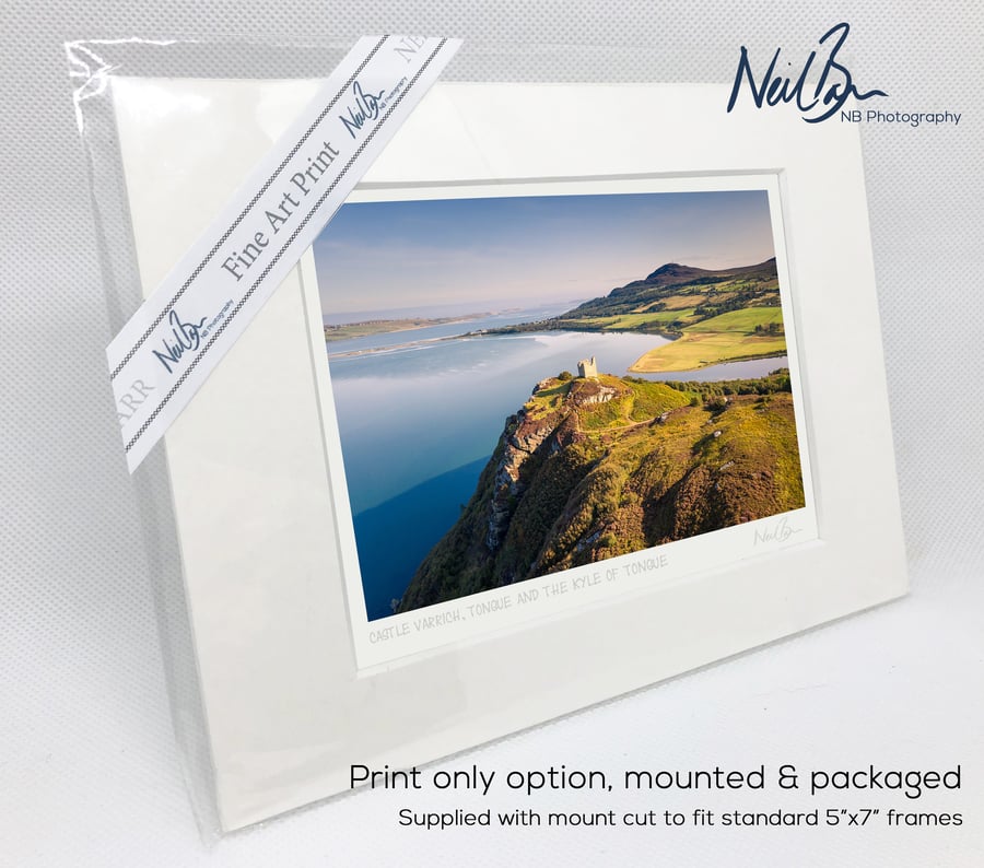 Castle Varrich, Tongue & Kyle of Tongue - A6 (7" x 5") Unframed Print