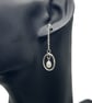 Oval Hoop Pearl Drop Earrings - Handmade, Sterling Silver - Image 3