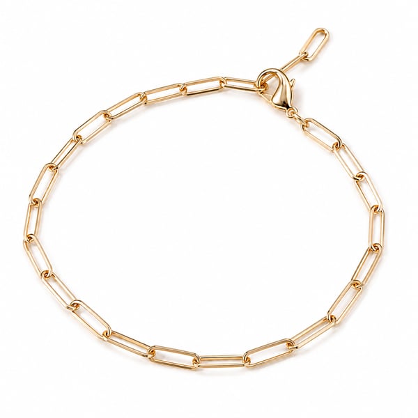 14ct Gold Plated Paperclip Chain Bracelet Adjustable 19cm Minimalist Gift