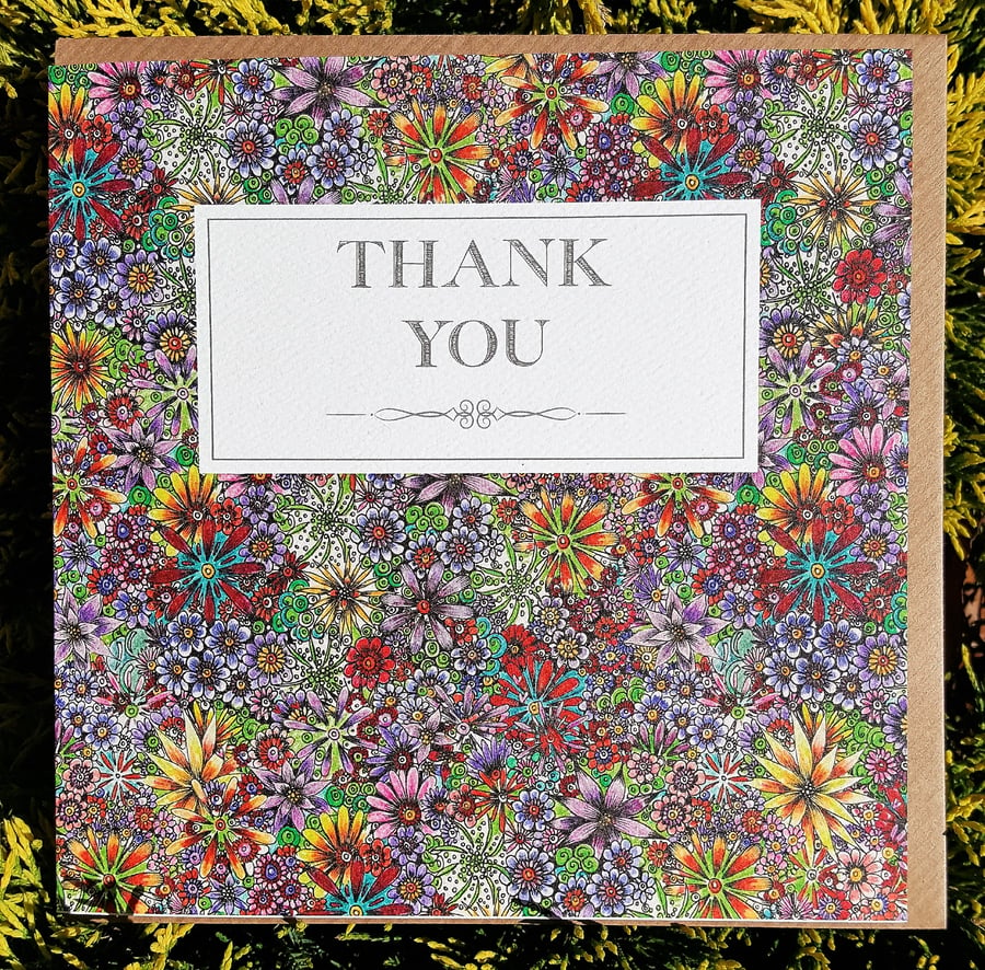 Thank you floral doodle card