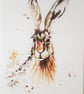 Colourful Hare Print. Mounted - Image 4