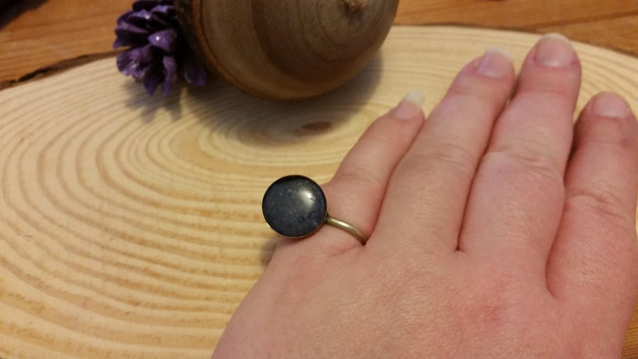 Upcycled Silver Plated Stone Resin Spoon Ring