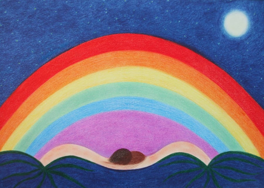 Rainbow Card, Blank Rainbow Love Card, Spiritual Rainbow Art Card, Hope Card