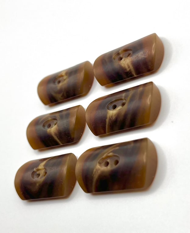 6 Toggle Buttons, Brown, Domed, 28mm Wide, Woodgrain Effect, Buy 1 Get 1 Free