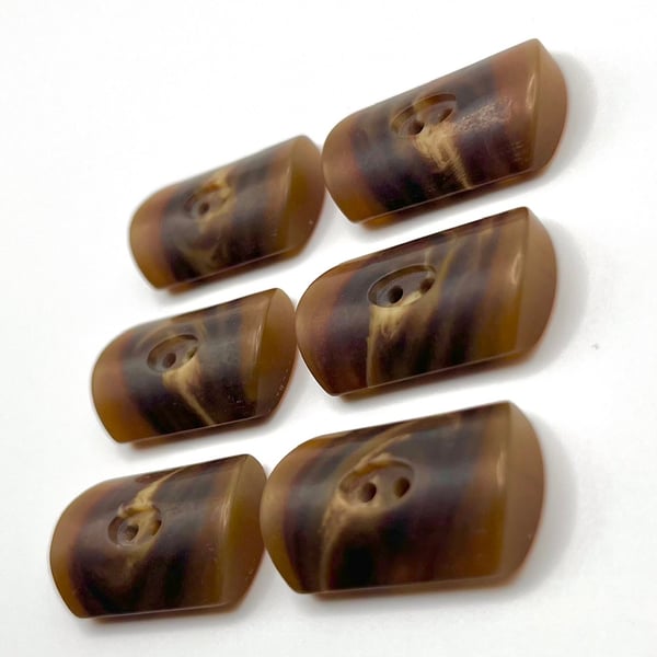6 Toggle Buttons, Brown, Domed, 28mm Wide, Woodgrain Effect, Buy 1 Get 1 Free