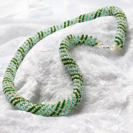 Green, Aqua and Yellow Russian Spiral Necklace