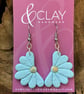 Pale Blue Daisy Floral Drop Earrings
