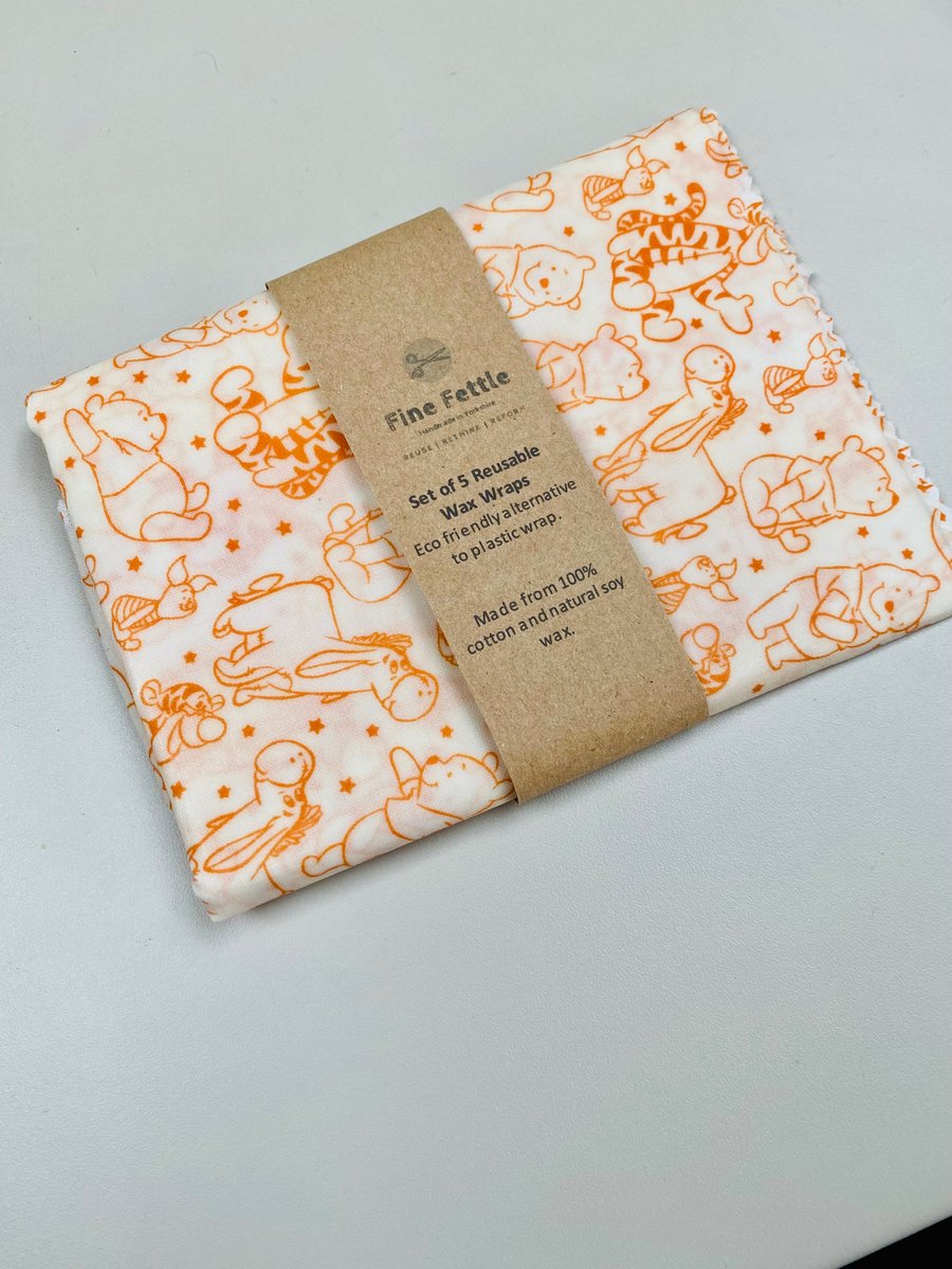 Set of 5 reusable wax wraps