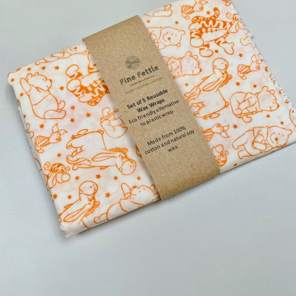 Set of 5 reusable wax wraps