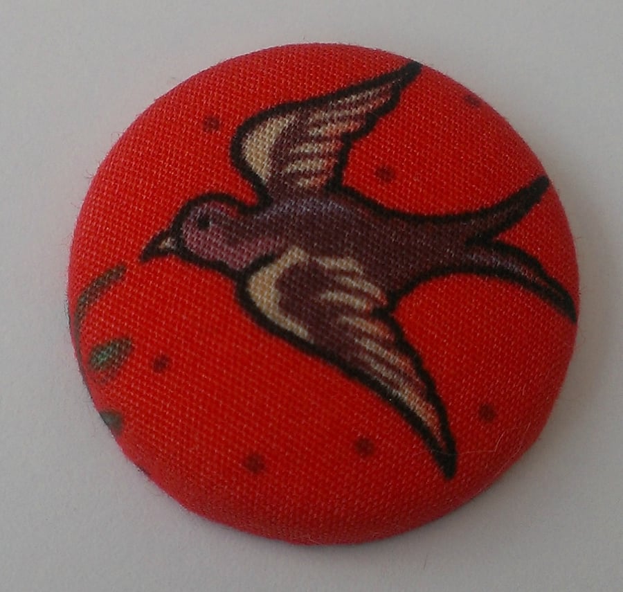 Retro Birdy Fabric Badge