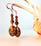 Leopardskin Jasper Earrings With Copper - Handmade In Devon - Image 1