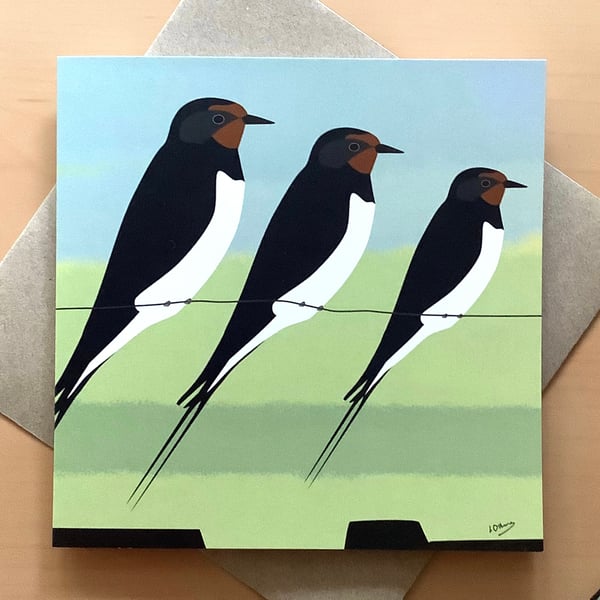 Greetings card - swallows - bird card