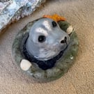 Rock pool seal, hand sculpted polymer clay seal sculpture 