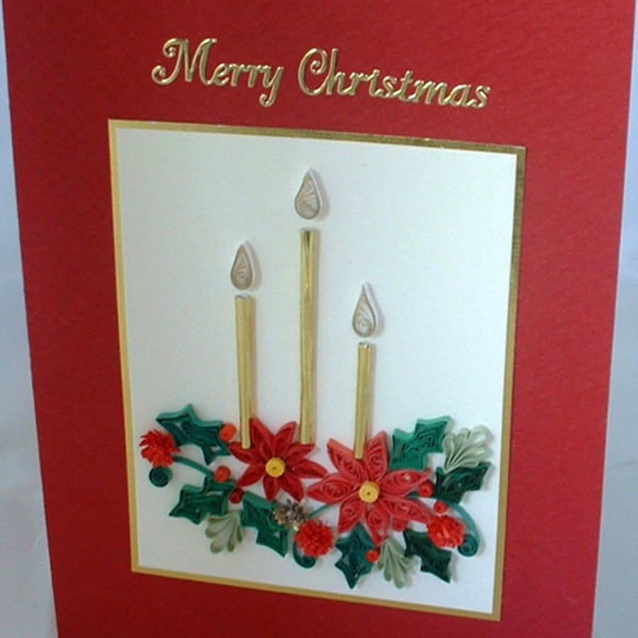 Beautiful quilled Christmas card with quilling 