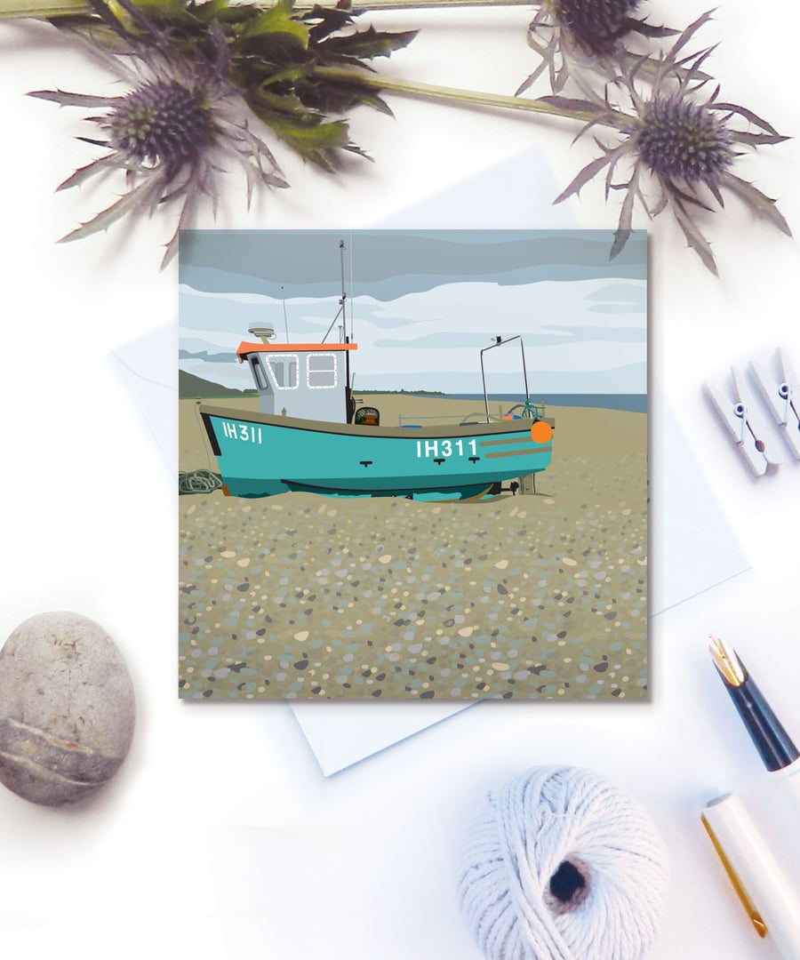 Fishing Boat Card - seaside, birthday, for him