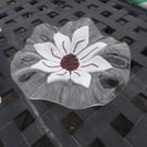 Daisy Fused Glass Wavy Serving Bowl or Ornamental Approx 10" Wide