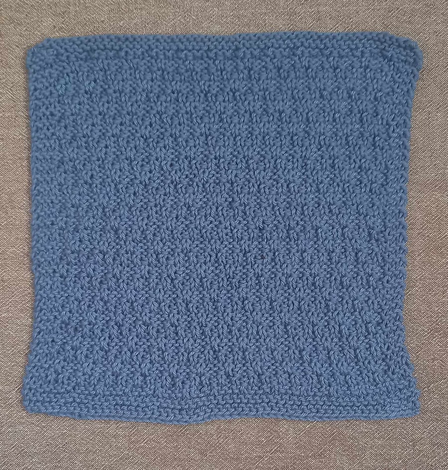 Knitted dishcloth 100% cotton in blue